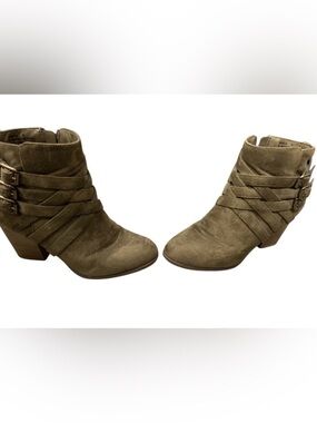 Charlotte Russe Olive Suede Strappy Ankle Booties